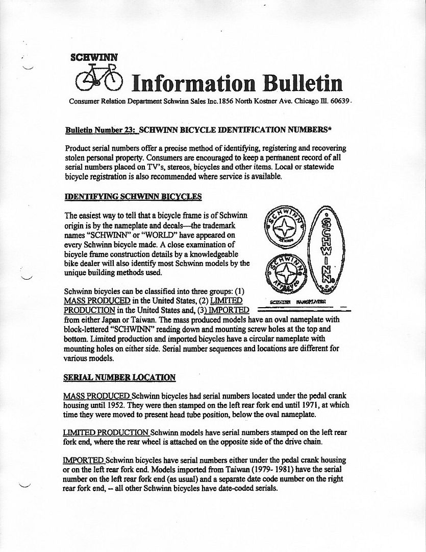 Schwinn number lookup